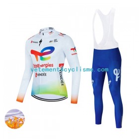 Homme Tenue Cycliste Manches Longues et Collant à Bretelles Hiver Thermal Fleece 2022 Team TotalEnergies N001
